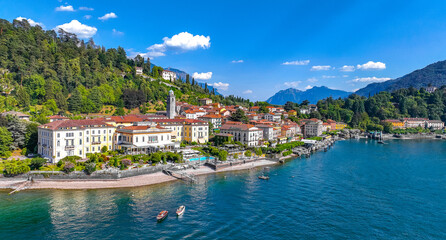 Fototapeta na wymiar Aerial view of Bellagio village in Lake Como, in Italy.