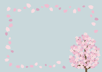 Obraz na płótnie Canvas 桜の花と花びらのフレーム