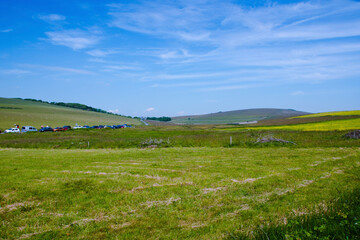 field and blue sky