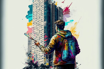 Fototapeta premium A graffiti painter - Generative AI