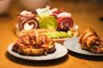 Salmon Croissant on a white plate
