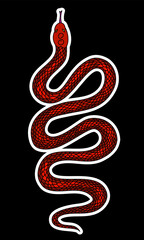 red snake vector.Lampropeltis triangulum vector.Sticker and hand drawn snake for tattoo.Red snake Reptile on white background.