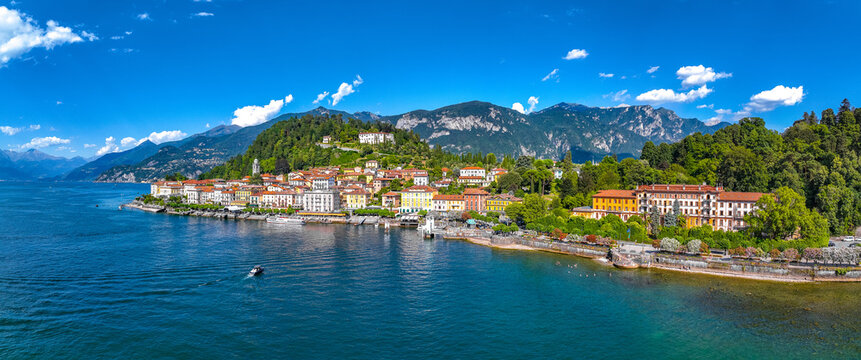 Aerial view of Bellagio village in Lake Como, in Italy.