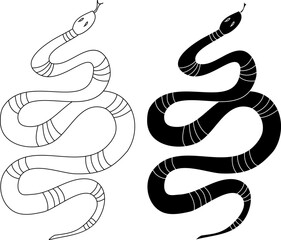 Fototapeta premium red snake vector.Lampropeltis triangulum vector.Sticker and hand drawn snake for tattoo.Red snake Reptile on white background.