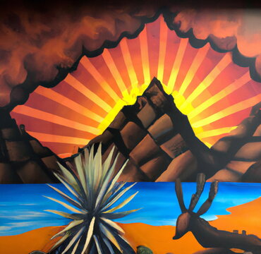 wall art mural southwestern and Tahitian