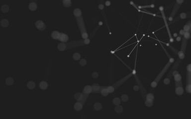 Abstract background. Molecules technology with polygonal shapes, connecting dots and lines. Connection structure. Big data visualization.