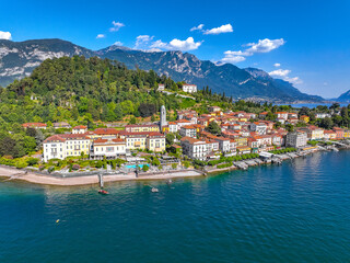 Aerial view of Bellagio village in Lake Como, in Italy.