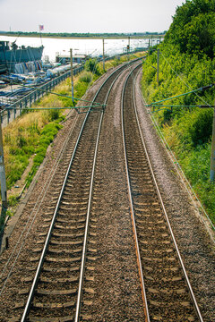 railroad tracks in the countryside