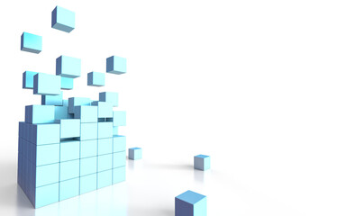 積み上げられるキューブの3Dイラストレーション