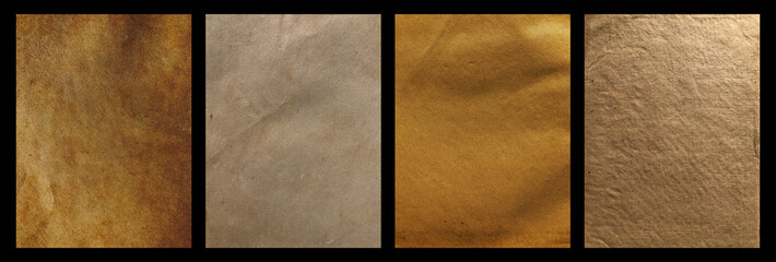 Set of abstract old paper texture for background. Collection of brown and gold paper texture in vintage and retro style