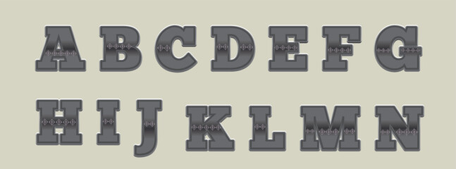 Grey alphabet letters font, Decorative font