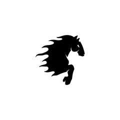 Fototapeta na wymiar Black Horse Galloping Logo Design