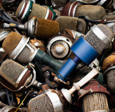 Scrap piles of microphones