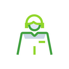 Customer Service business people icon with green duotone style. Help, support, contact, center, person, call, phone. Vector illustration