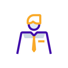 Businessman business people icon with purple and orange duotone style. People, set, manager, management, person, teamwork, human. Vector illustration