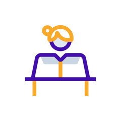 Consultant business people icon with purple and orange duotone style. Support, marketing, planning, presentation, development, meeting, network. Vector illustration