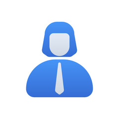 Female business people icon with blue duotone style. Woman, sign, avatar, profile, user, face, girl. Vector illustration