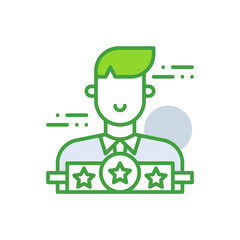 Outstanding business people icon with green duotone style. Quality, performance, excellence, sign, success, loyalty, concept. Vector illustration