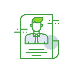 Resume business people icon with green duotone style. Recruitment, cv, web, office, career, design, professional. Vector illustration