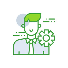 User Setting business people icon with green duotone style. Search, button, app, account, media, application, lock. Vector illustration