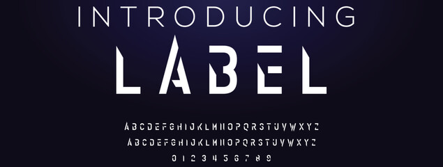 Fototapeta na wymiar LABEL Sports minimal tech font letter set. Luxury vector typeface for company. Modern gaming fonts logo design.
