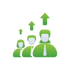 Upgrade Team business people icon with green duotone style. Setting, operation, technical, process, network, update, innovation. Vector illustration