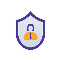 Insurance business people icon with purple and orange duotone style. Safety, family, car, money, life, medical, home. Vector illustration