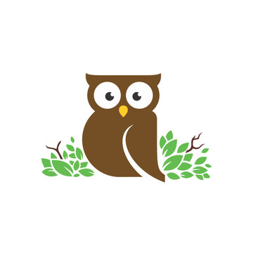Simple Owl on Bush Logo Design