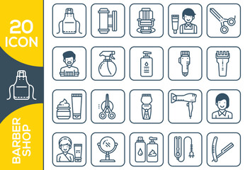 BARBER SHOP ICON SET DESIGN