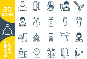 BARBER SHOP ICON SET DESIGN
