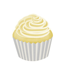 Vanilla Cupcake illust, 바닐라맛 컵케이크 일러스트