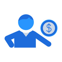 Banker avatar pictogram business people icon with blue outline style. avatar, pictogram, man, person, business, banker, businessman. Vector Illustration