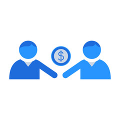 Obraz premium Idea sharing business people icon with blue outline style. business, communication, people, share, symbol, idea, concept. Vector Illustration