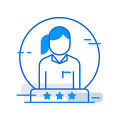 Best employee business people icon with blue outline style. best, employee, business, success, symbol, award, people. Vector Illustration