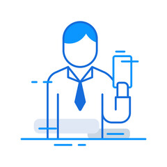 On call business people icon with blue outline style. call, business, icon, symbol, communication, contact, phone. Vector Illustration