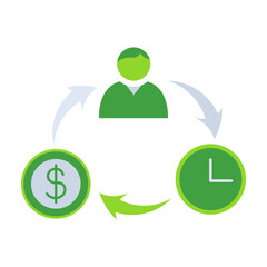 Budget business people icon with green outline style. icon, business, money, finance, budget, bank, currency. Vector Illustration