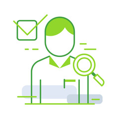 Suitable candidate business people icon with green outline style. human, employee, candidate, job, concept, business, career. Vector Illustration