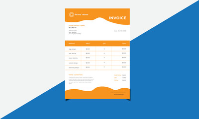 Invoice minimal design template. Bill form business invoice accounting simple modern invoice design template  Minimal Corporate Business Invoice design template vector illustration bill form price inv