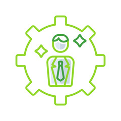 Manager business people icon with green outline style. management, business, symbol, outline, line, set, thin. Vector Illustration