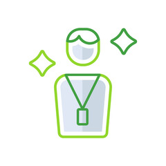 Employee business people icon with green outline style. business, employee, team, people, teamwork, group, partnership. Vector Illustration