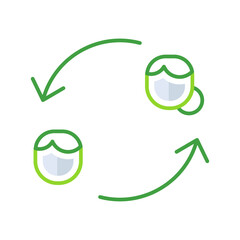 Exchange business people icon with green outline style. exchange, money, line, finance, business, symbol, currency. Vector Illustration