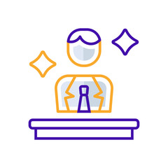 Obraz premium Boss business people icon with orange purple outline style. boss, business, person, manager, people, office, leader. Vector Illustration
