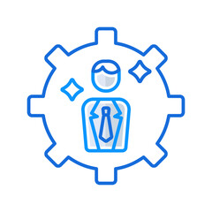 Manager business people icon with blue outline style. management, business, symbol, outline, line, set, thin. Vector Illustration