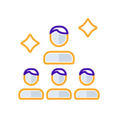Leadership business people icon with orange purple outline style. leadership, business, teamwork, people, line, human, team. Vector Illustration
