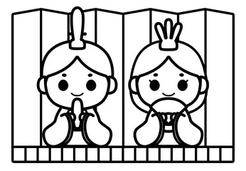 ひなまつり　塗り絵　イラスト素材