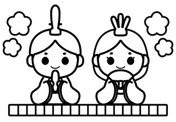 ひなまつり　塗り絵　イラスト素材