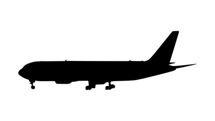 The best heavy airplane landing silhouette, vector illustration in trendy style. Editable graphic resources for many purposes. - obrazy, fototapety, plakaty