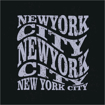 New York City repeat wave effect design typography, vector design text illustration, sign, t shirt 