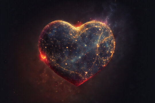 Heart shaped constellation as a concept of eternal unconditional love. Generative AI