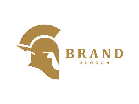 Spartan warrior helmet logo design vector